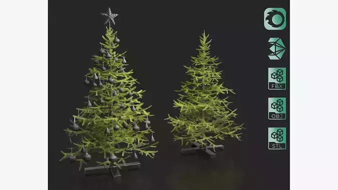 Modern Dark Decorated Christmas tree 3D model