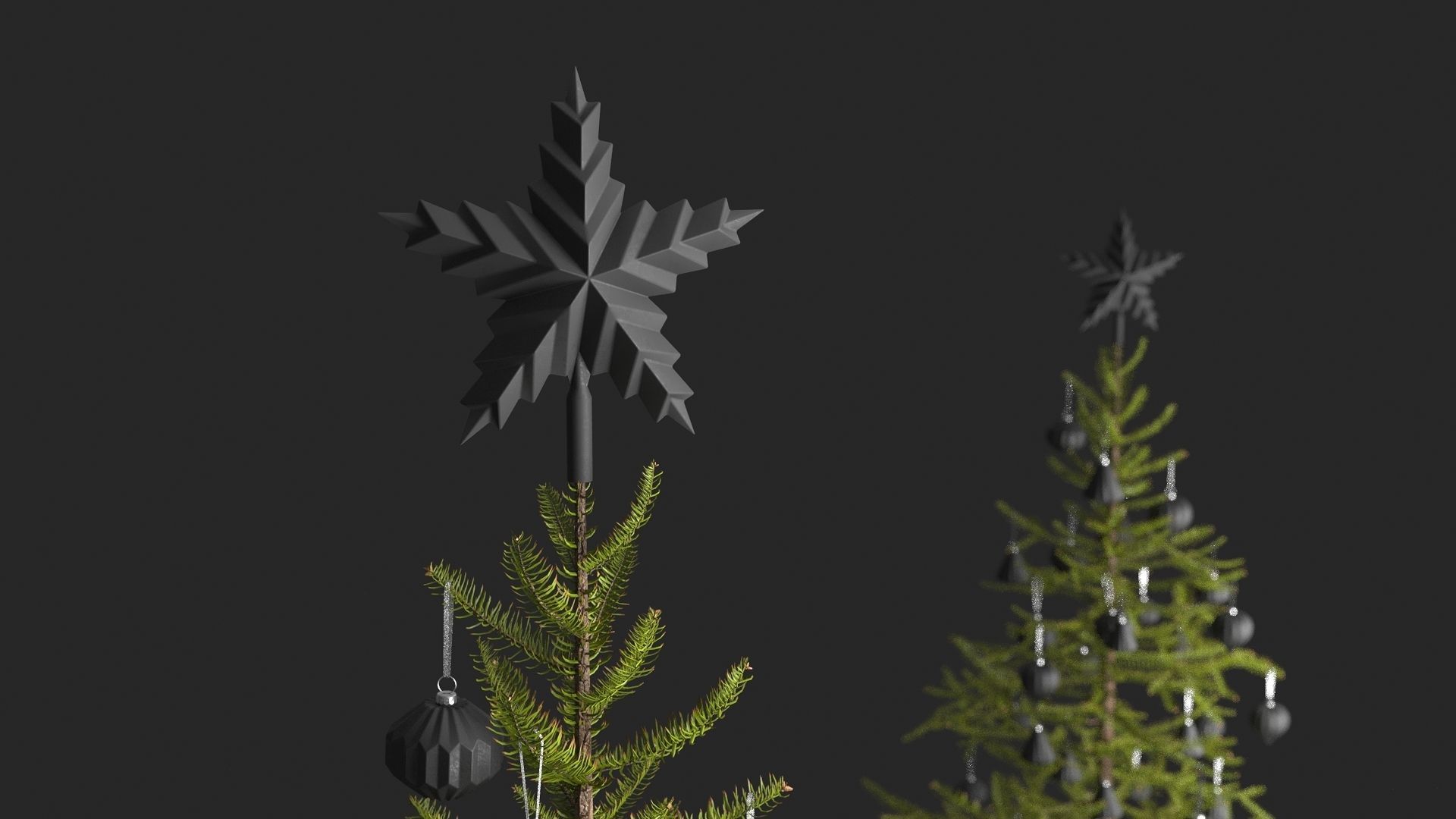 Modern Dark Decorated Christmas tree 3D model_4