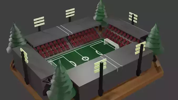  Low Polygon 3D Stadium Low-poly 3D model