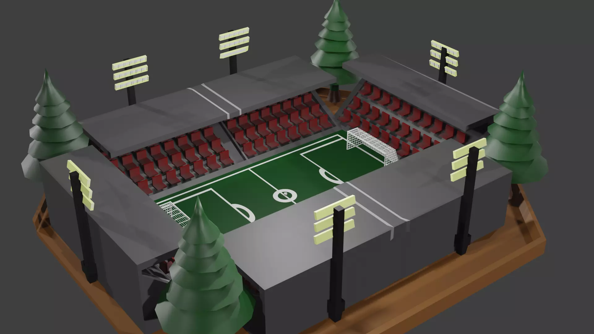 Low Polygon 3D Stadium Low-poly 3D model_0