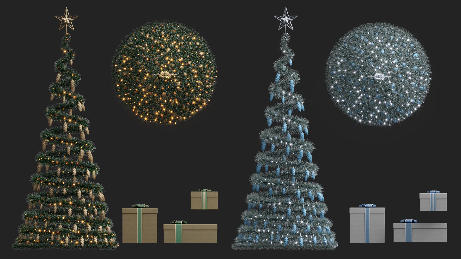 Modern Decorated Christmas trees Pack Collection  _12