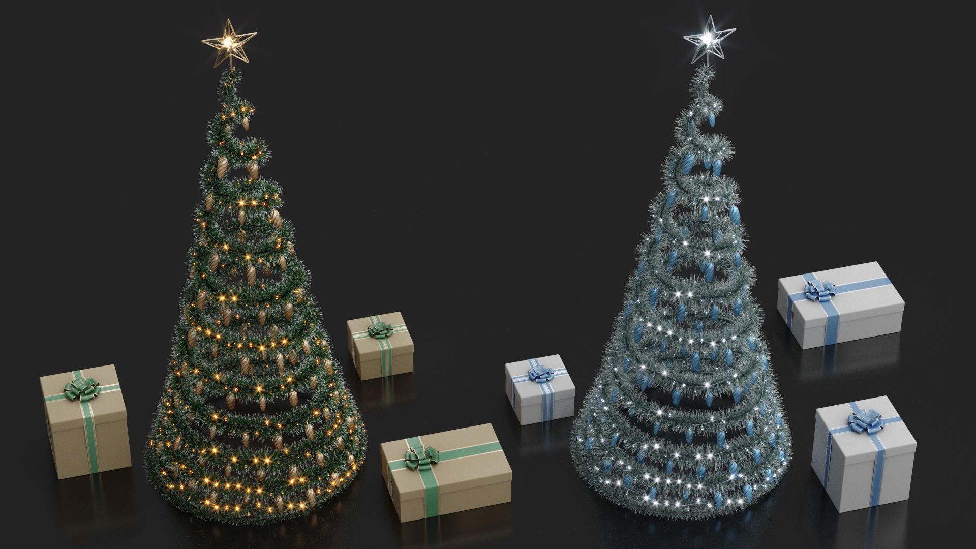 Modern Decorated Christmas trees Pack Collection  _13