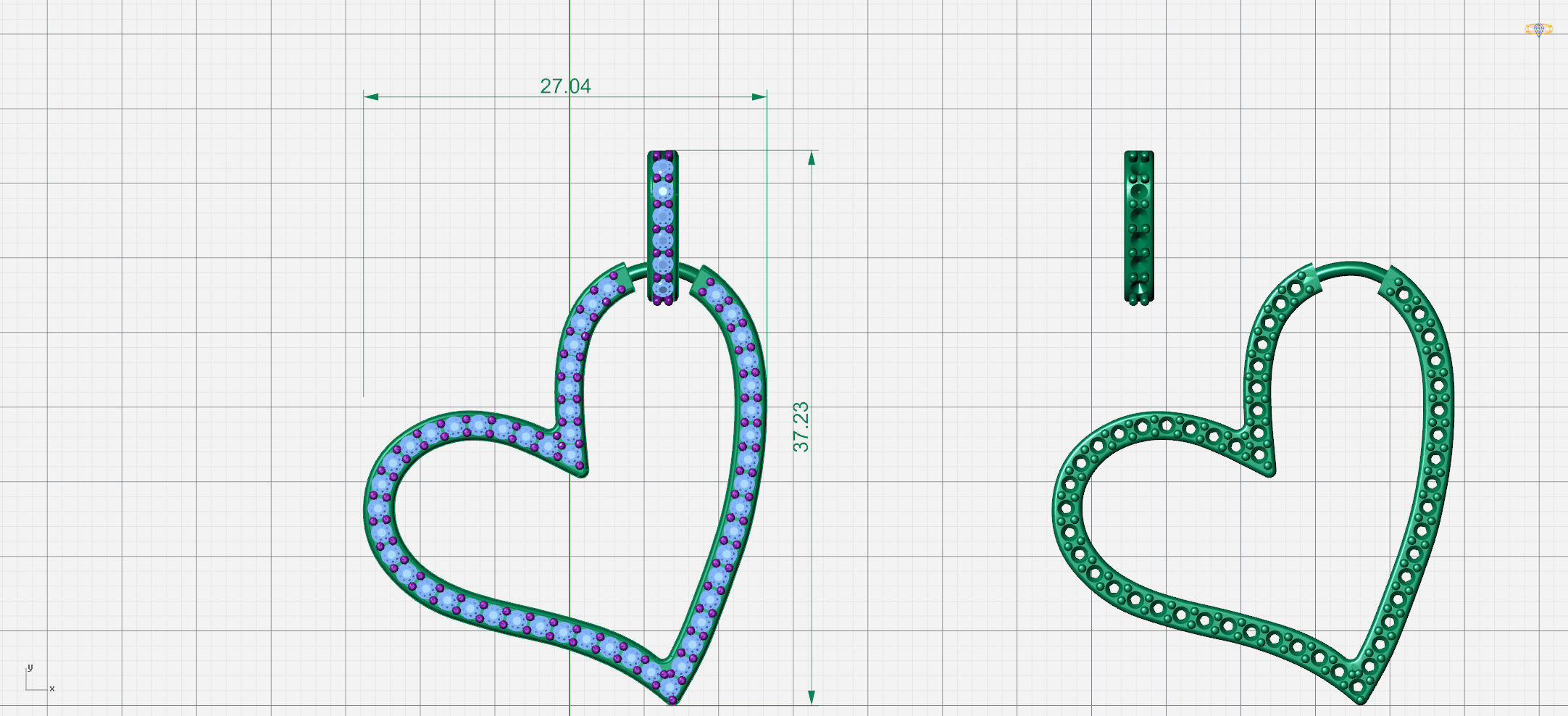 Heart stones Pendant 3D Design 3D print model_8