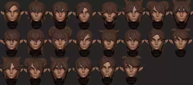 Anime megaset of Space Elves alternative heads