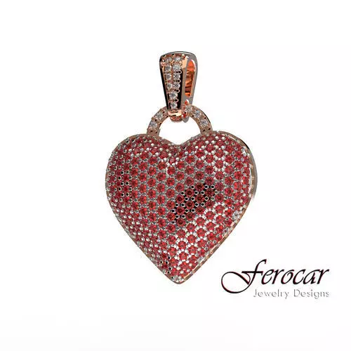 Diamonds Bubble Heart Pendant Hip hop style 3D print model