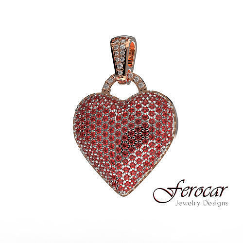 Diamonds Bubble Heart Pendant Hip hop style 3D print model