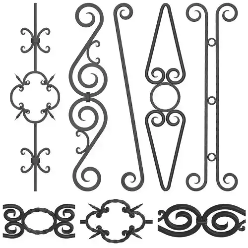 Wrought iron fence No 04 3D model