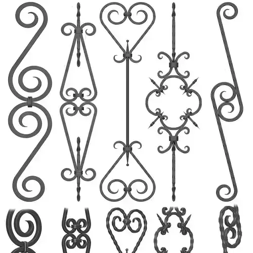 Wrought iron fence No 05 3D model