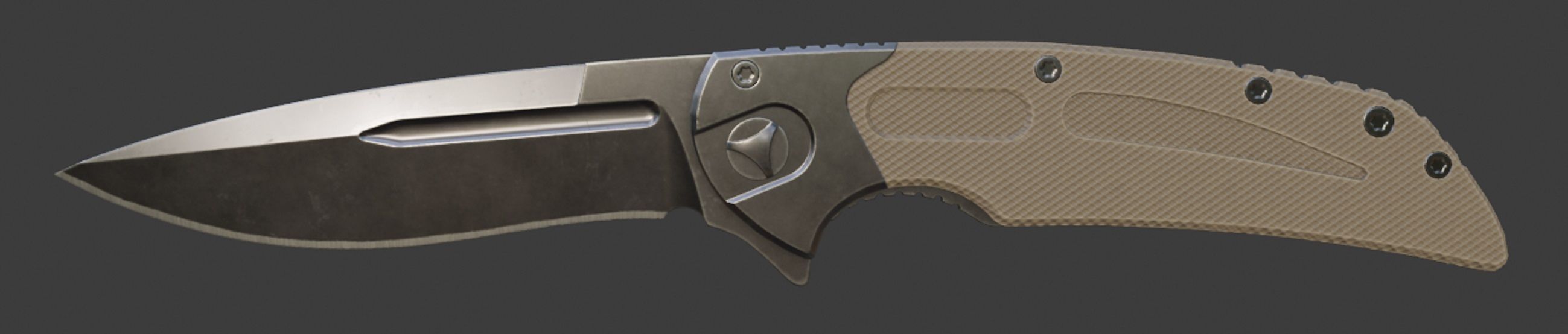 First person foldable combat knife  Low-poly 3D model_2