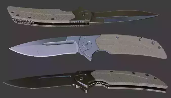First person foldable combat knife  Low-poly 3D model