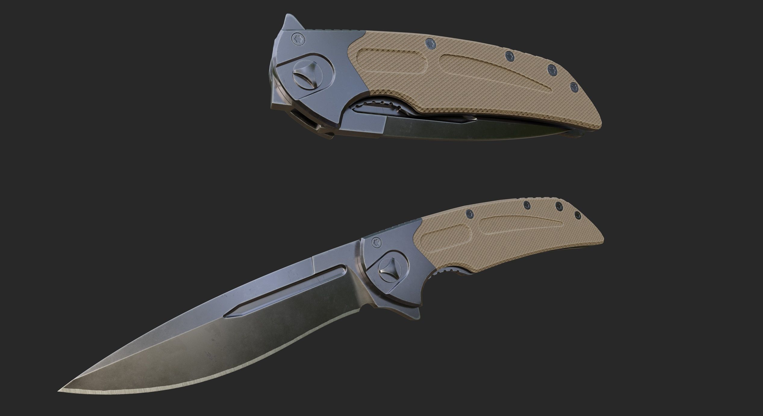 First person foldable combat knife  Low-poly 3D model_4