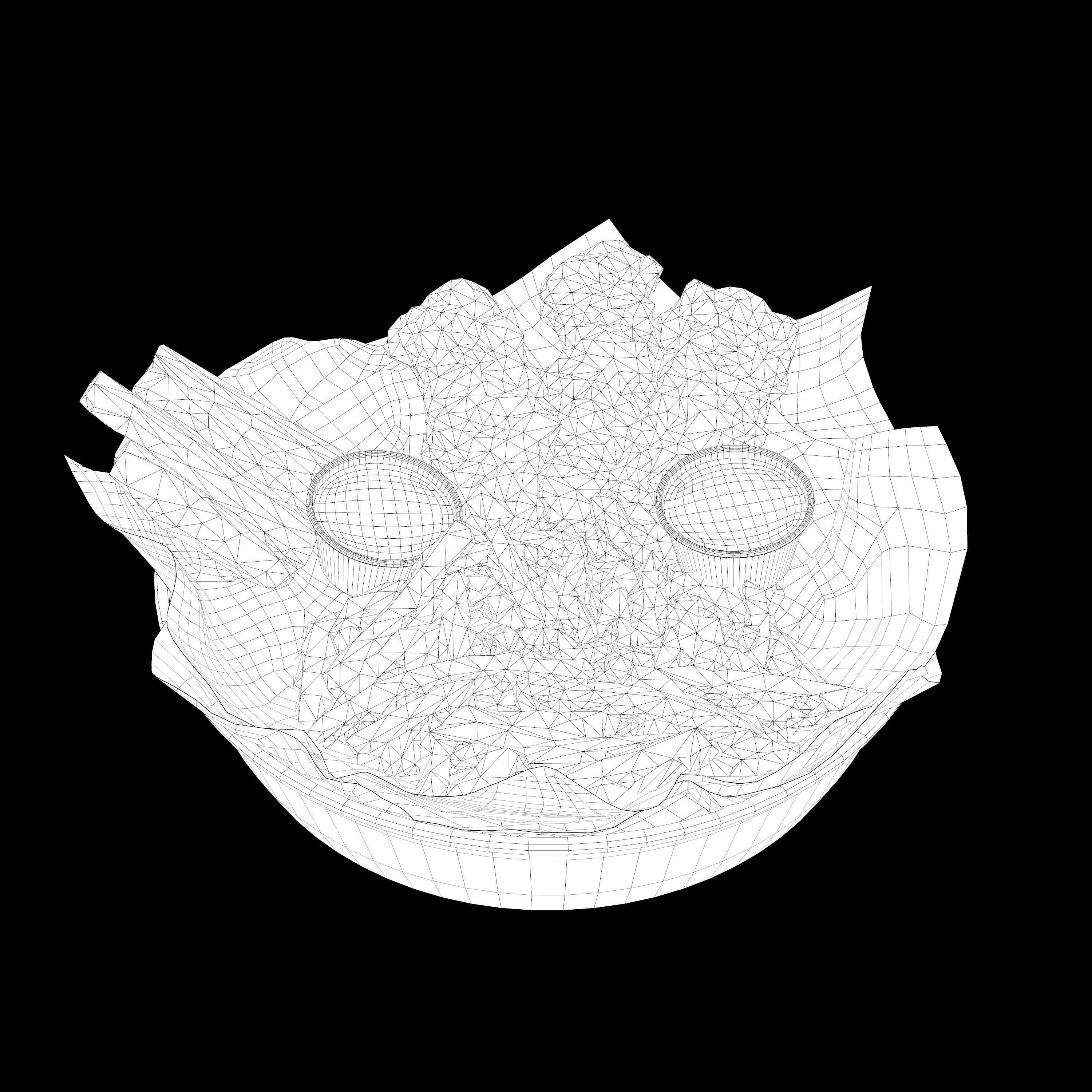 Breaded deep fried chicken winger with fries and sauces Low-poly 3D model_15