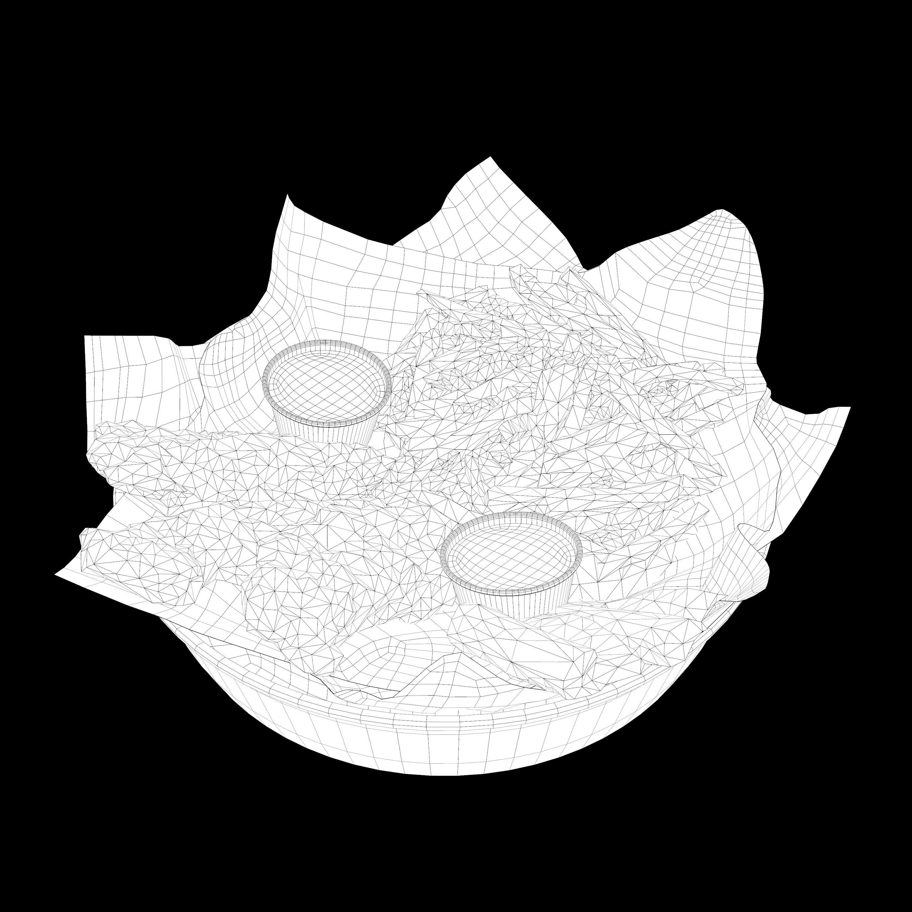 Breaded deep fried chicken winger with fries and sauces Low-poly 3D model_6