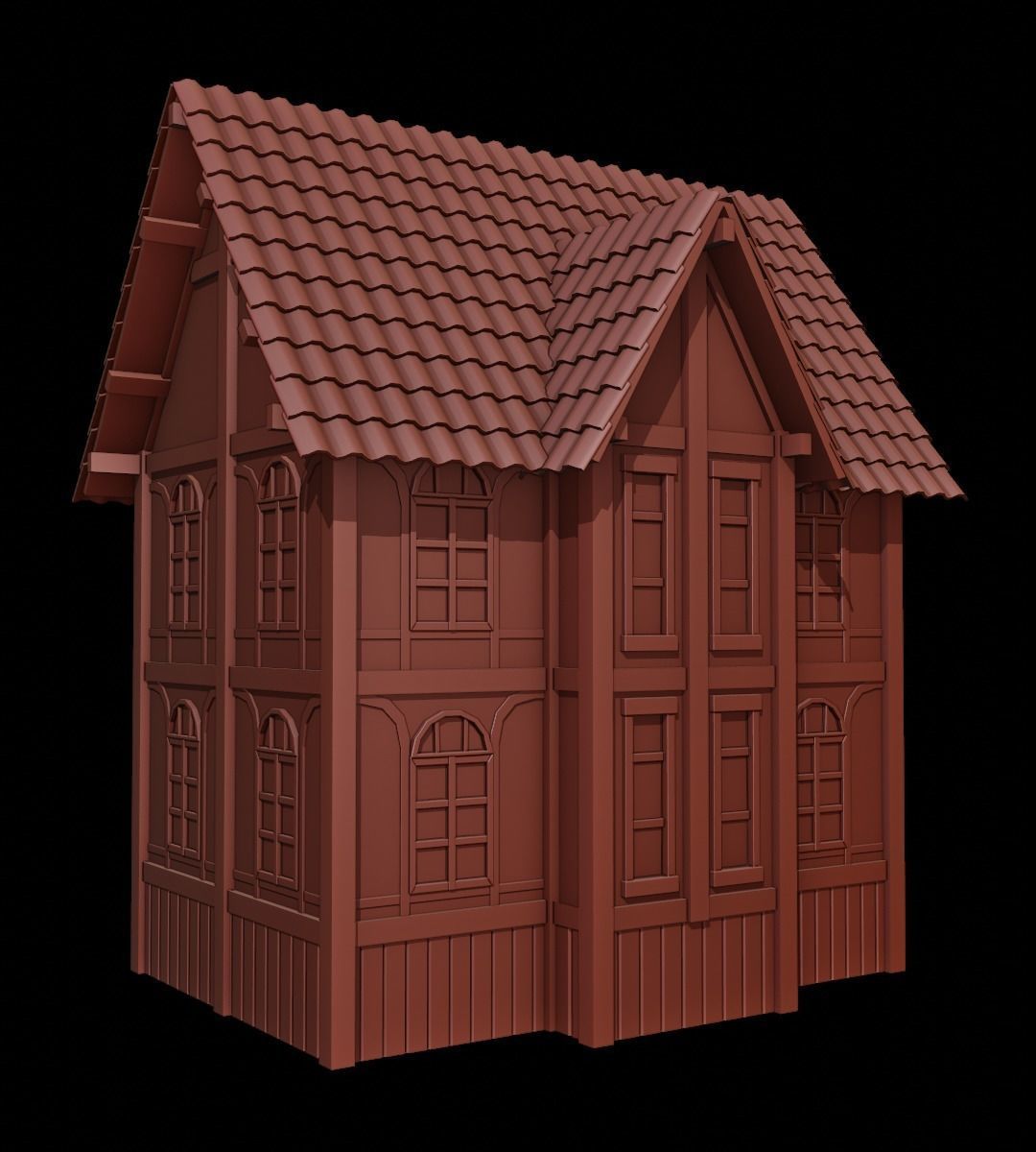 Medieval Townhouse  Low-poly 3D model_1