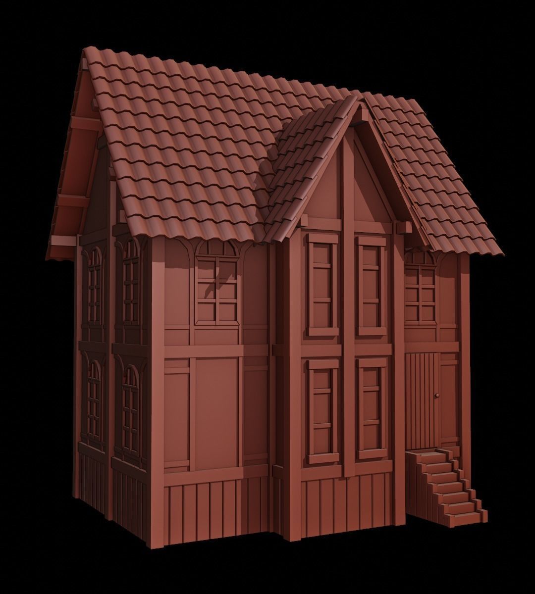 Medieval Townhouse  Low-poly 3D model_2