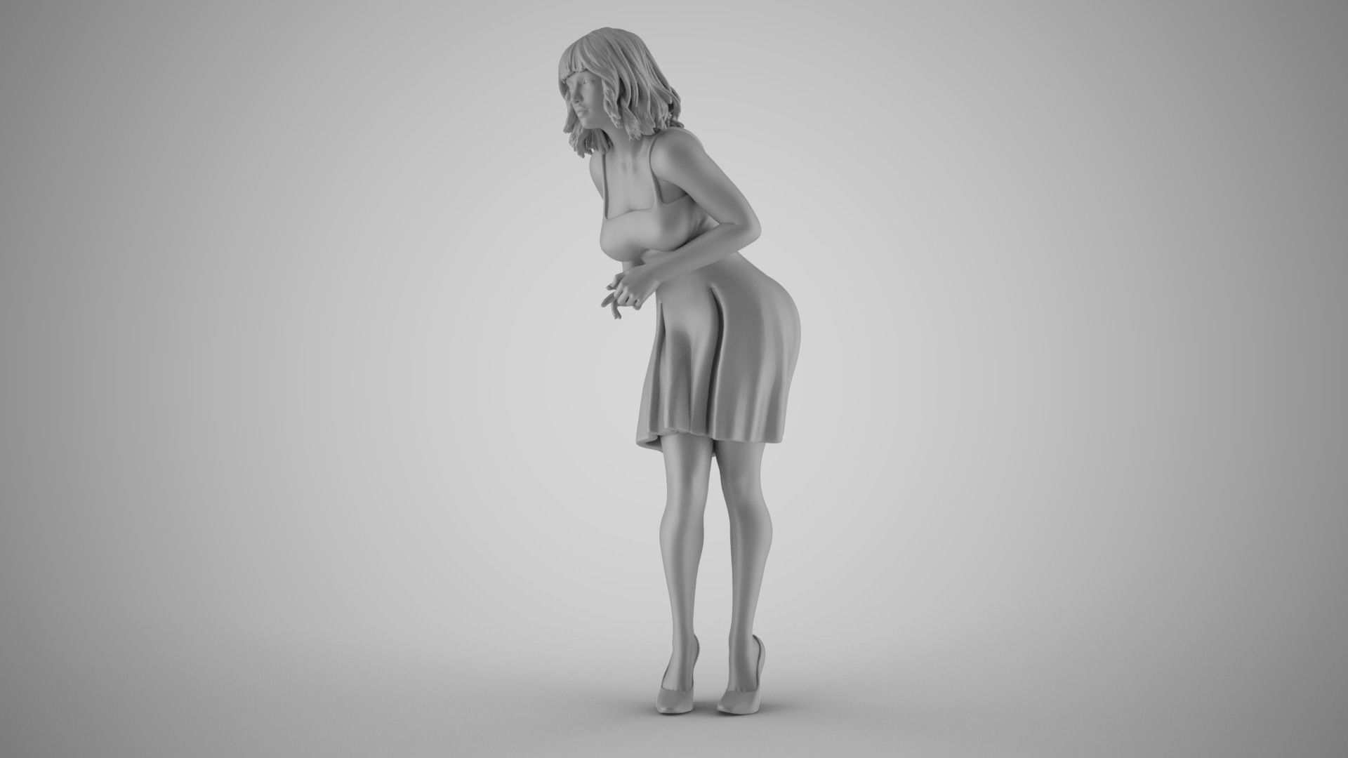 Anxious Girl Waiting 3D print model_2