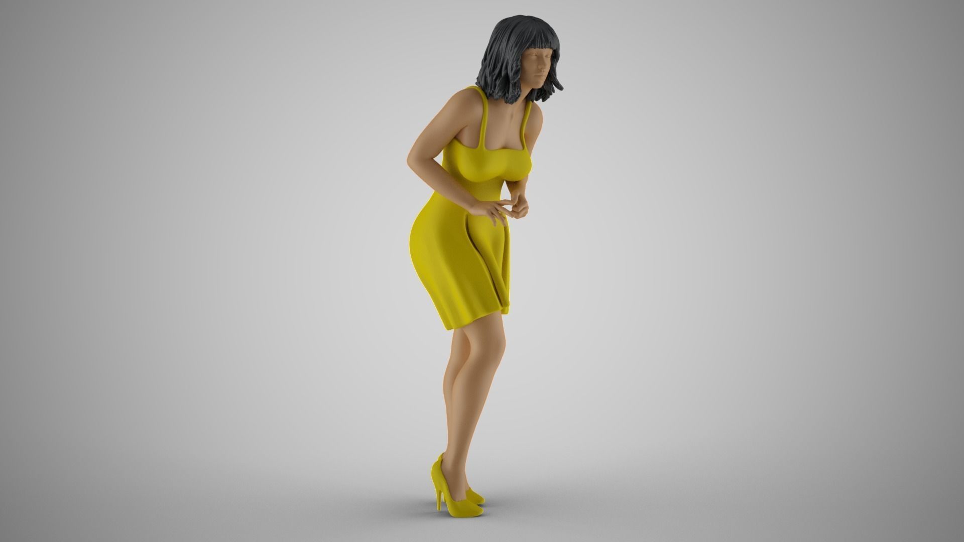 Anxious Girl Waiting 3D print model_5