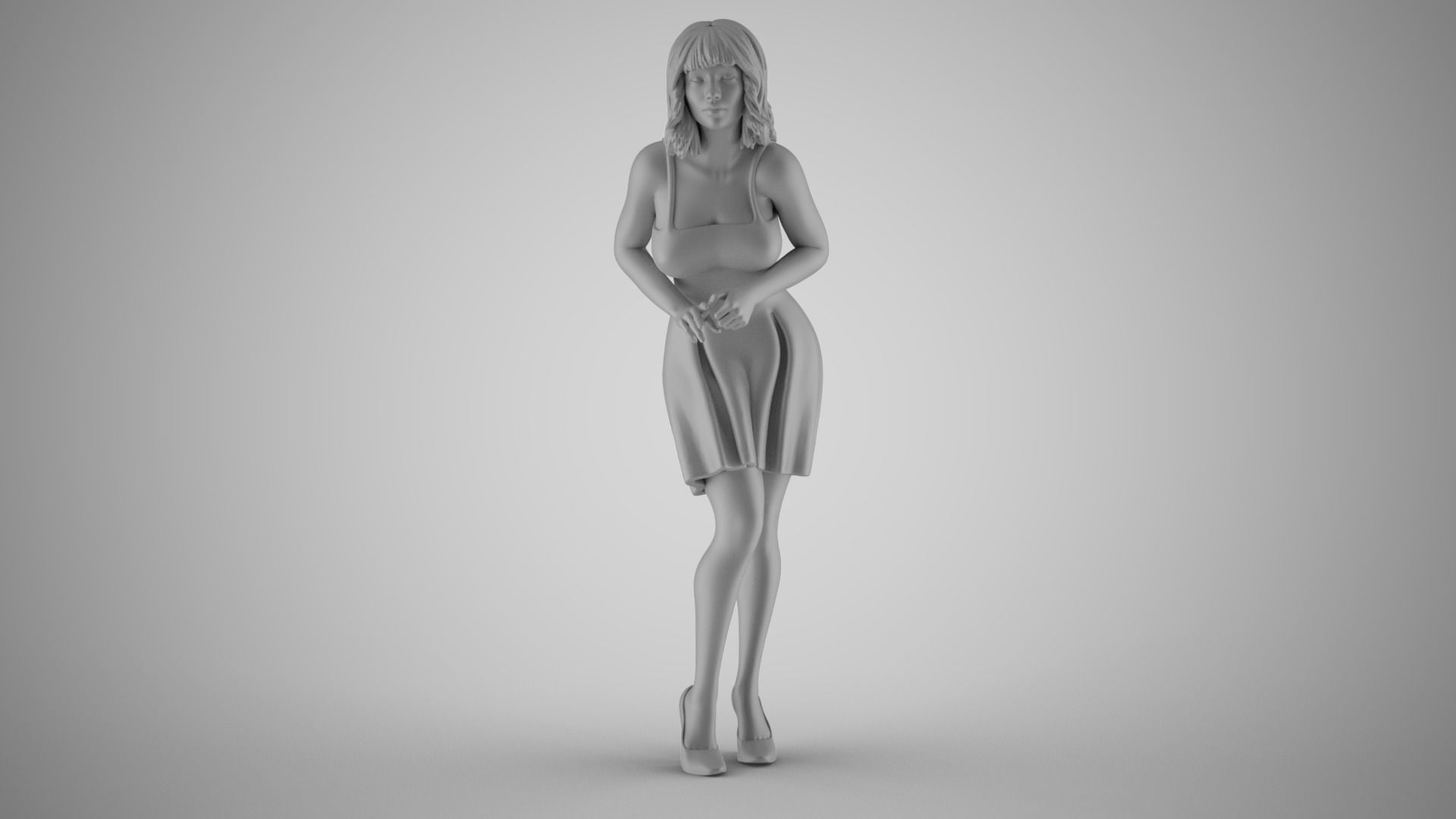 Anxious Girl Waiting 3D print model_3