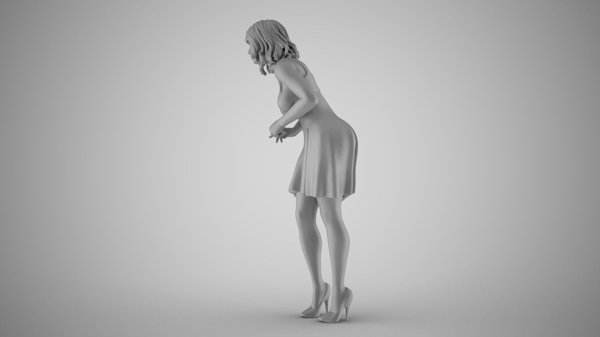 Anxious Girl Waiting 3D print model_1