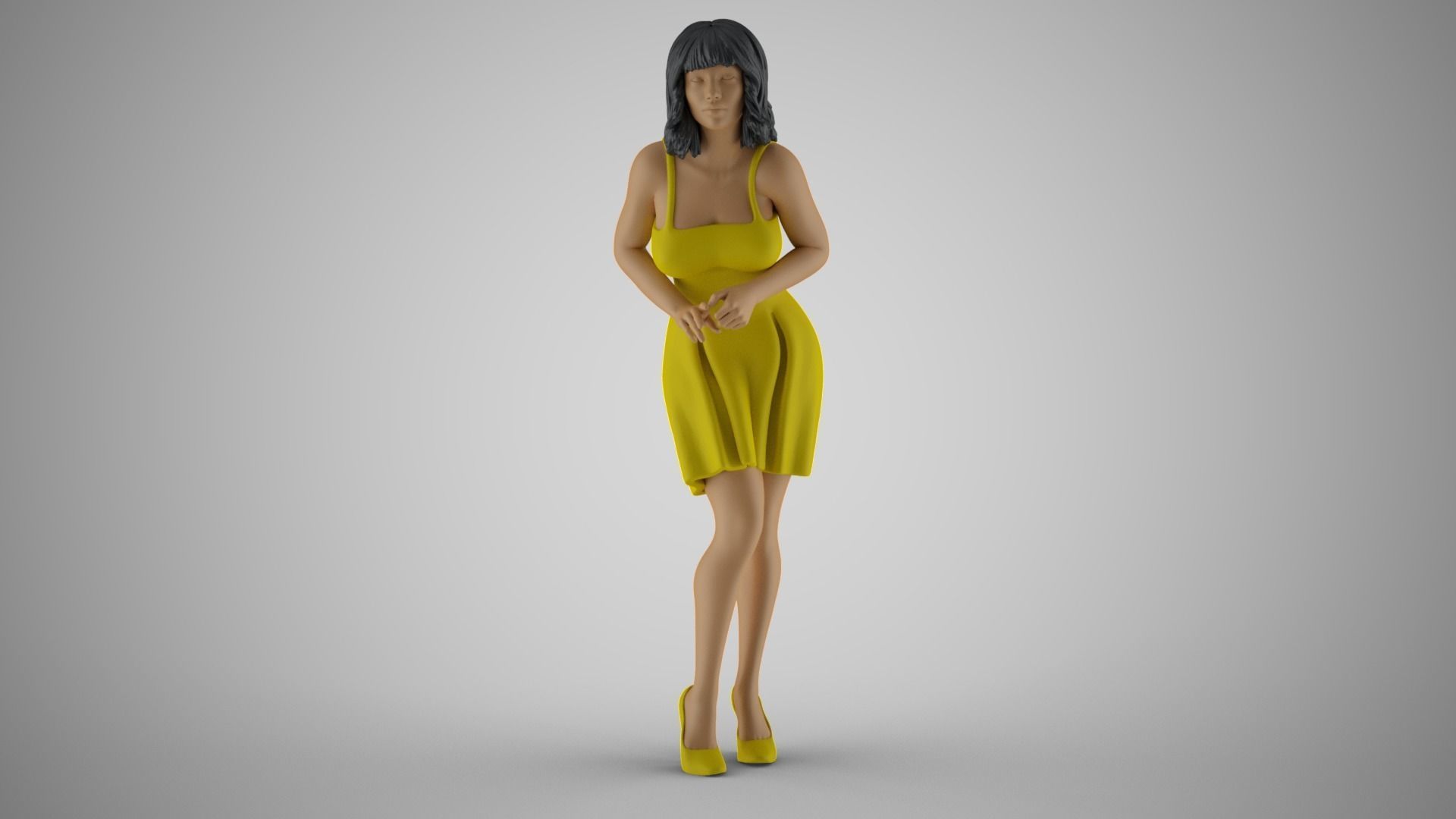 Anxious Girl Waiting 3D print model_4