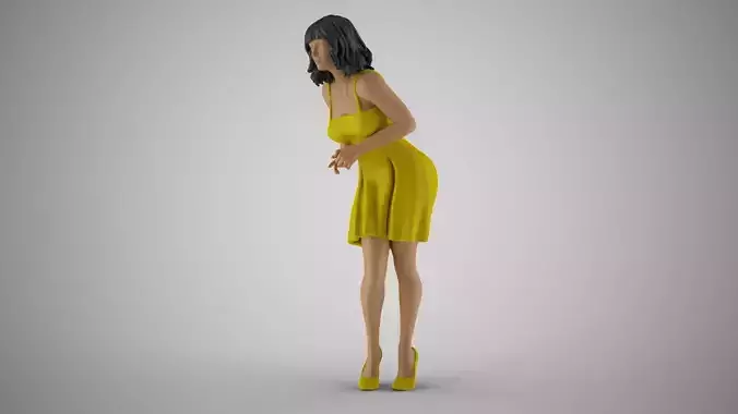 Anxious Girl Waiting 3D print model