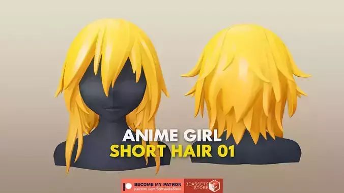 Character - Anime Girl Short Hair 01 Low-poly 3D model