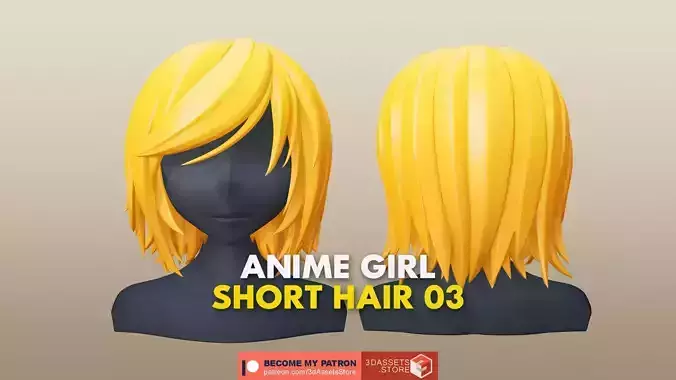 Character - Anime Girl Short Hair 03 Low-poly 3D model