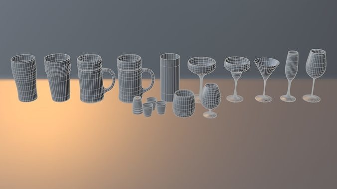 Glassware Set 3D model 2