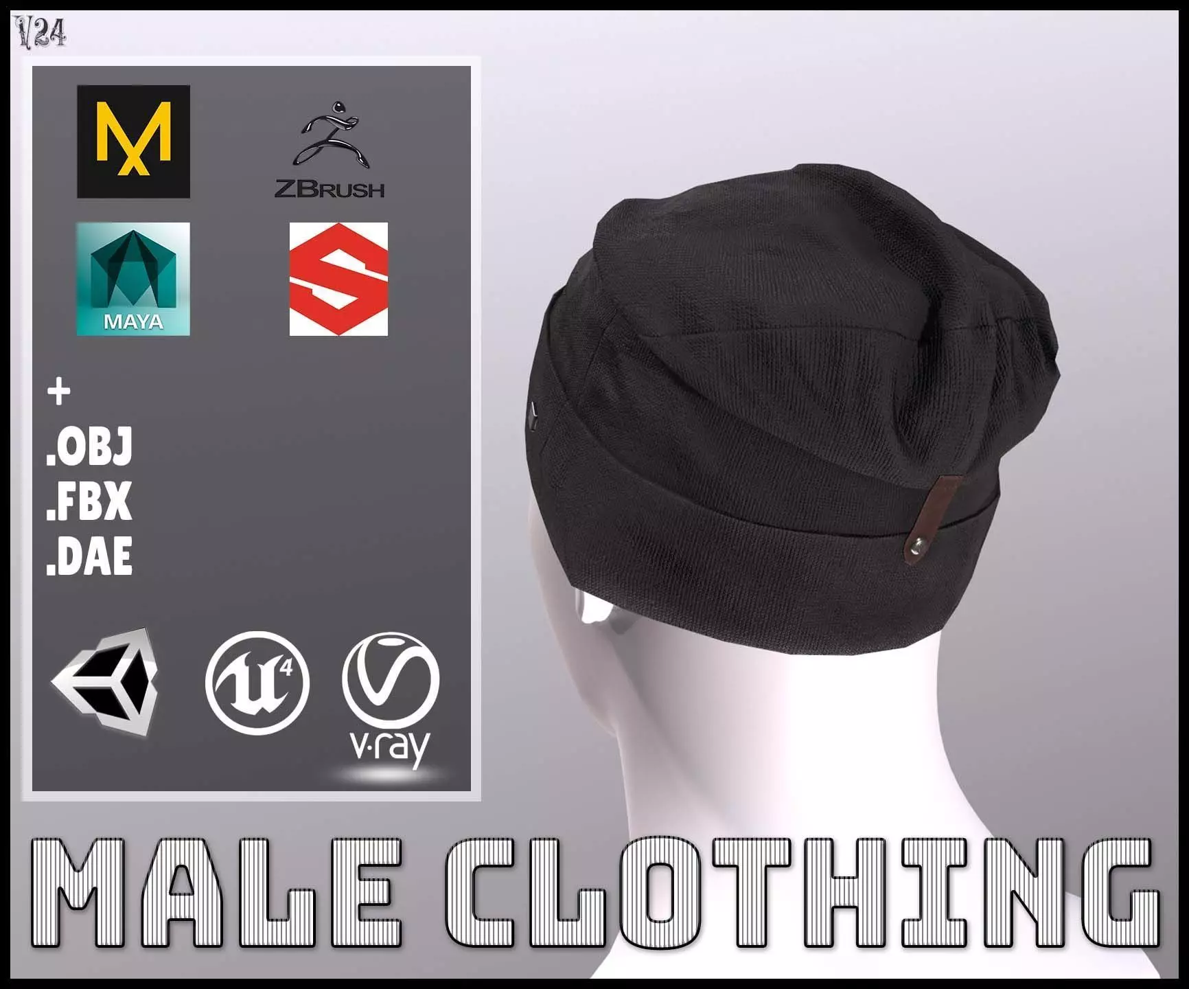 Beanie Hat Low-poly 3D model_0