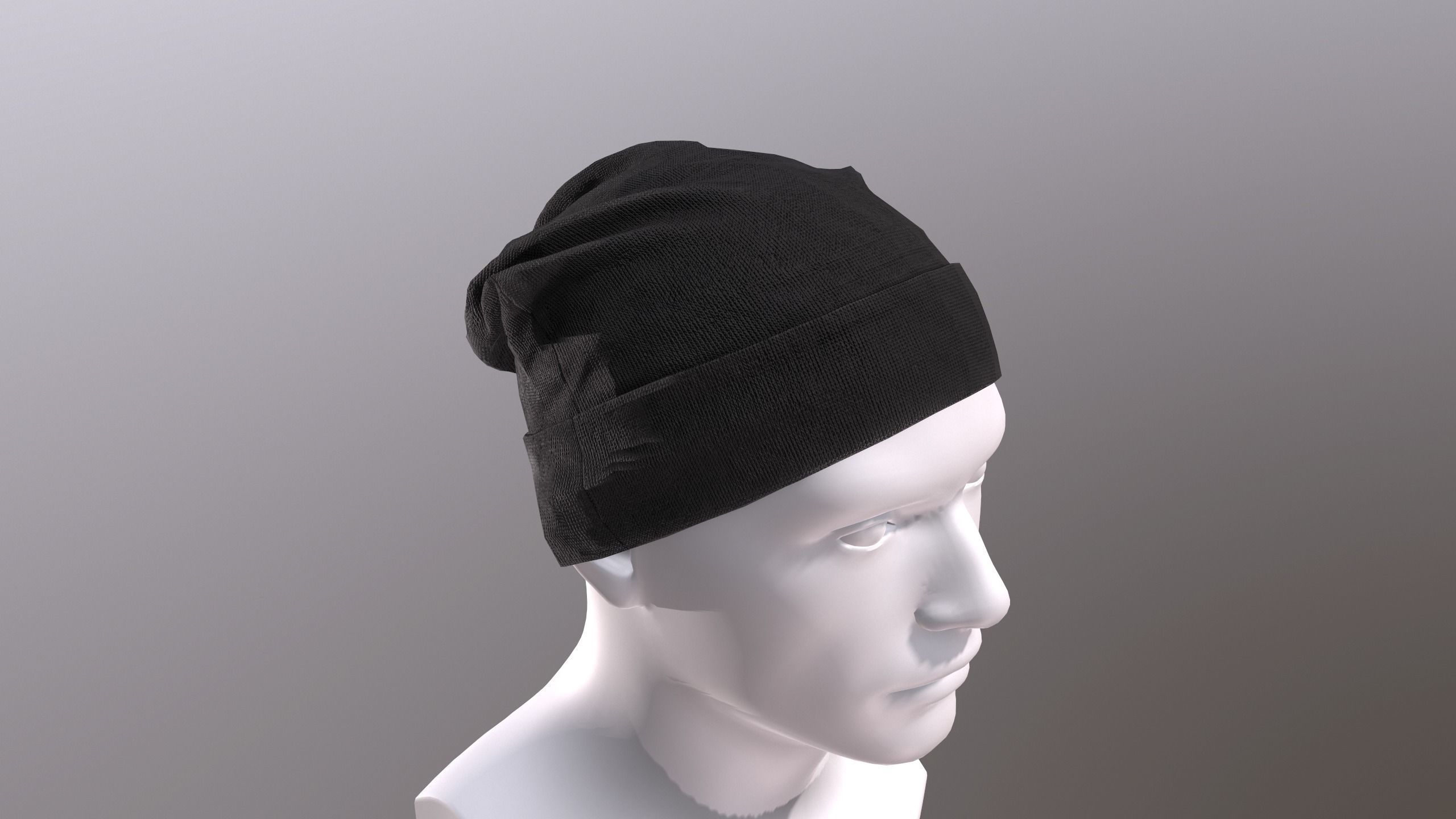 Beanie Hat Low-poly 3D model_5