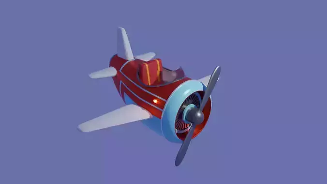 Low poly plane model cartoon airplane