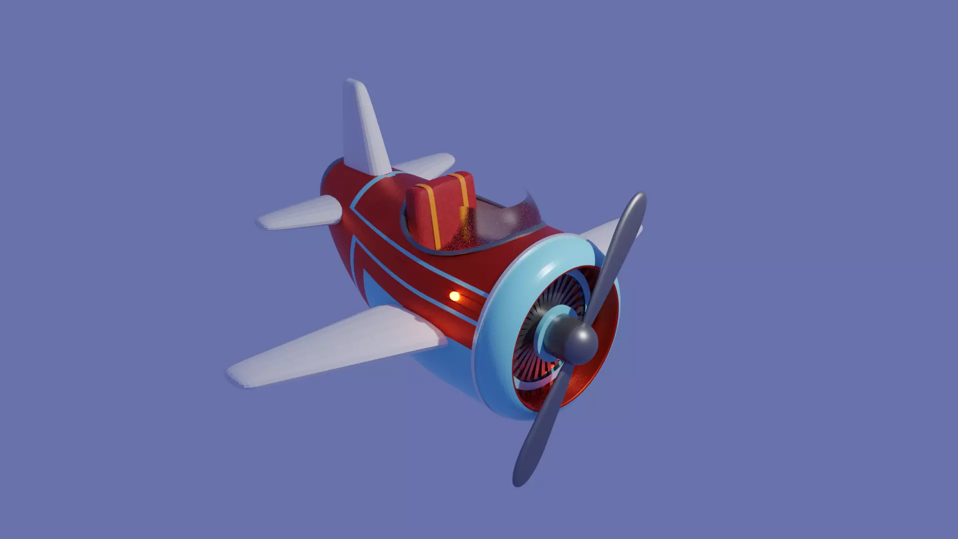 Low poly plane model cartoon airplane Low-poly 3D model