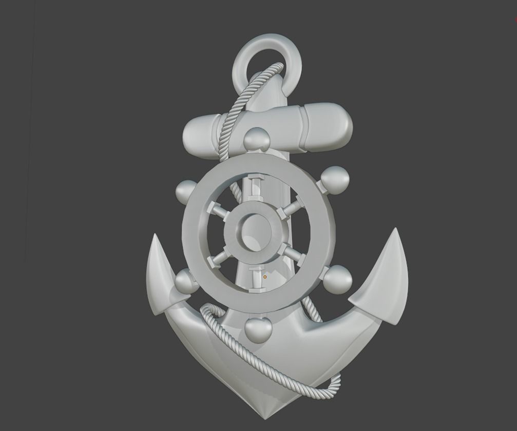 High Res Metal Ship Anchor with a Rope 3D model_4