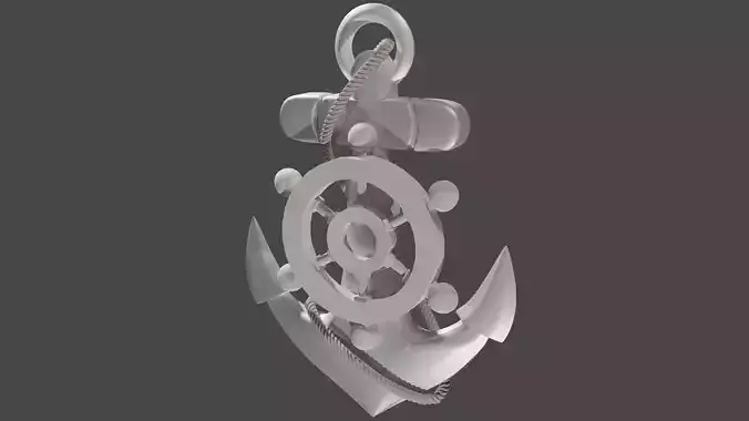 High Res Metal Ship Anchor with a Rope