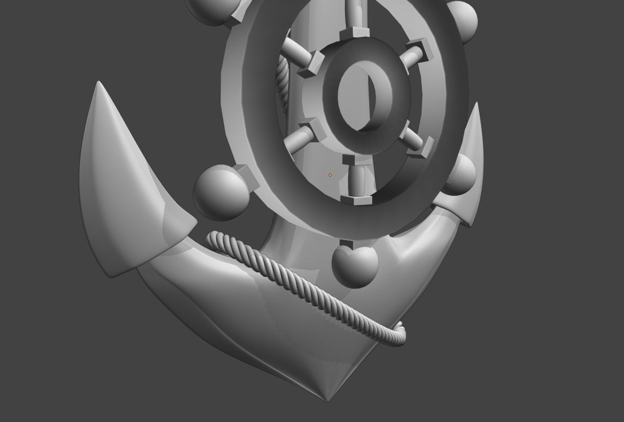 High Res Metal Ship Anchor with a Rope 3D model_6