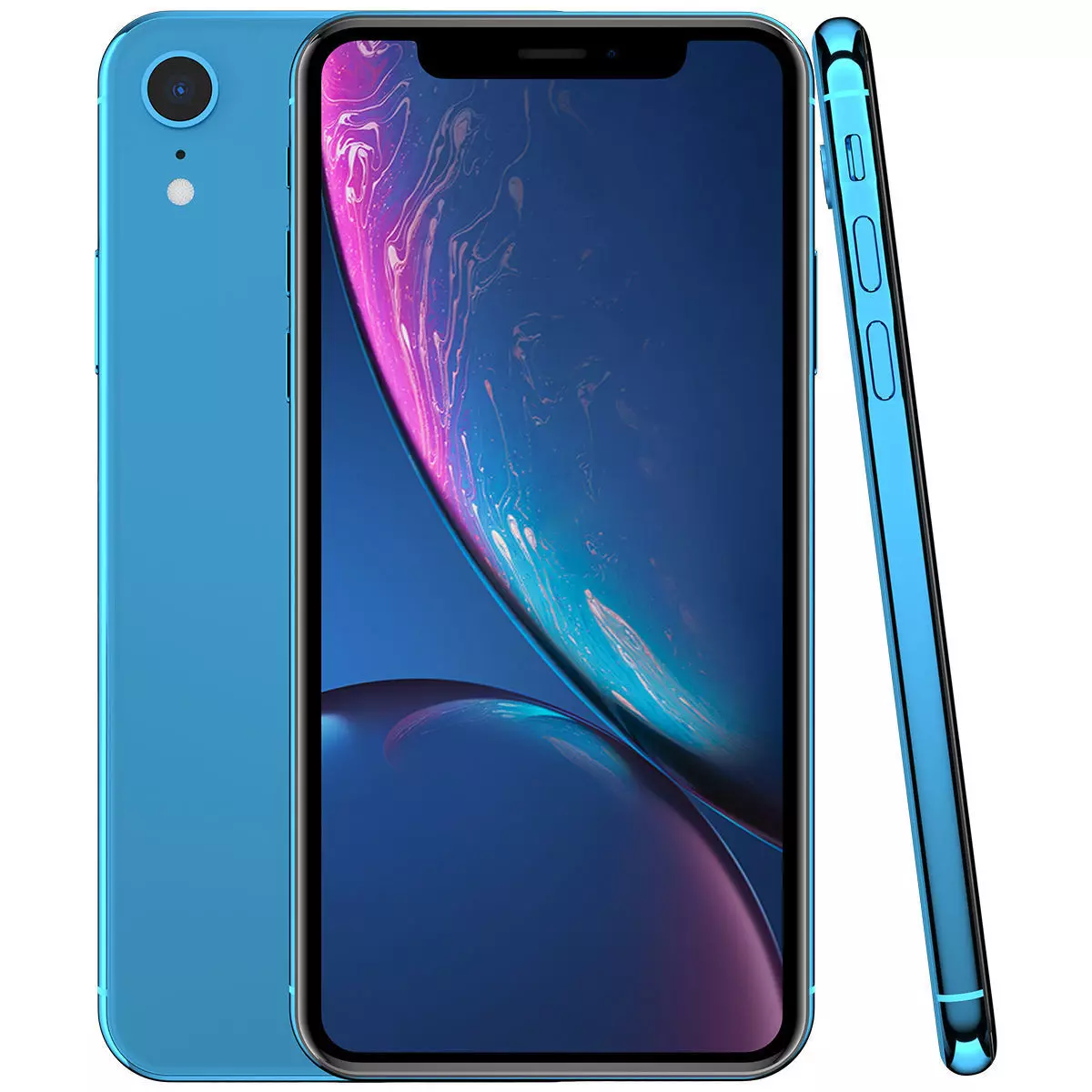 Apple iPhone XR Blue Low-poly 3D model_0
