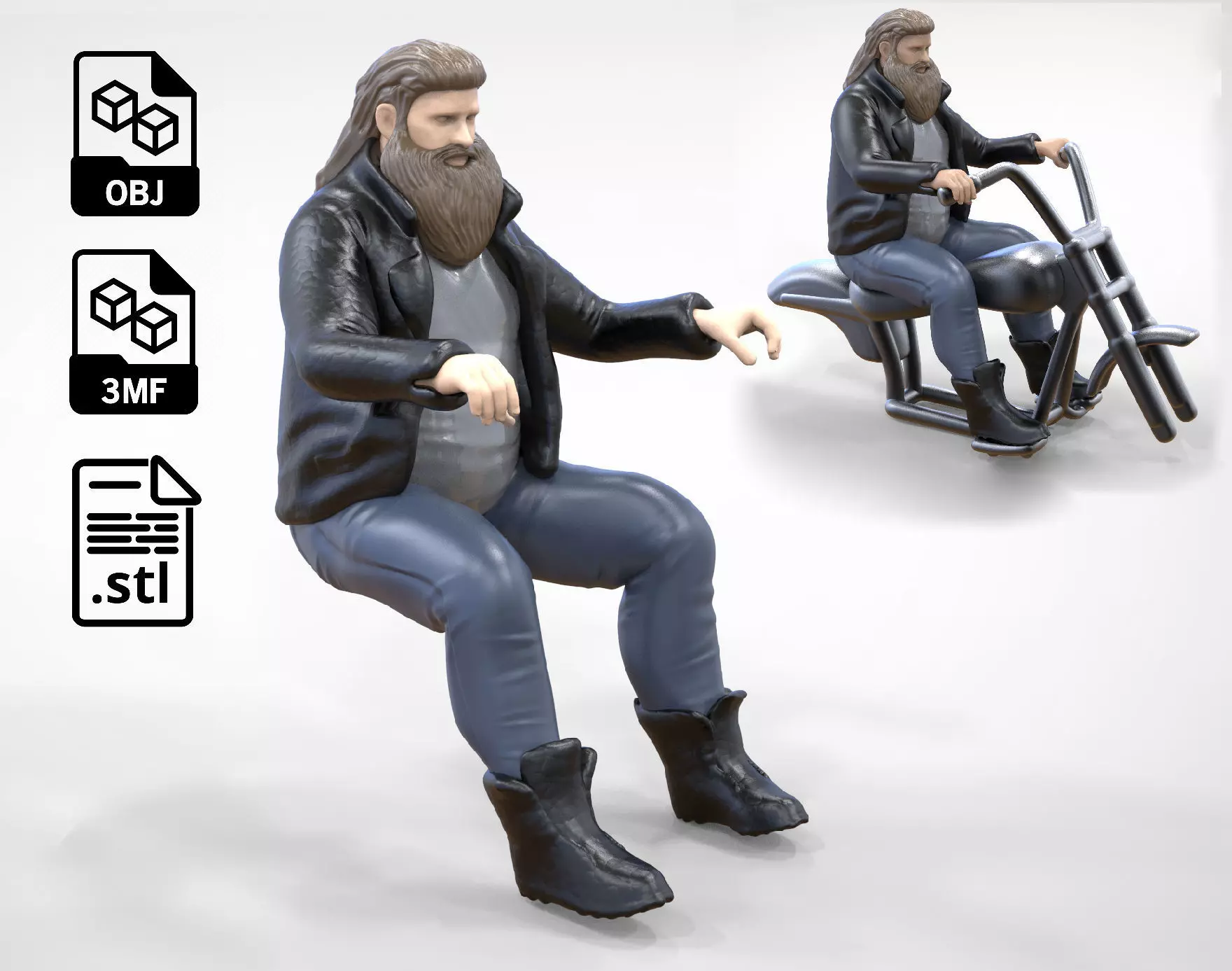 N1 Biker Gang Guy 1 64 Miniature 3D print model_0