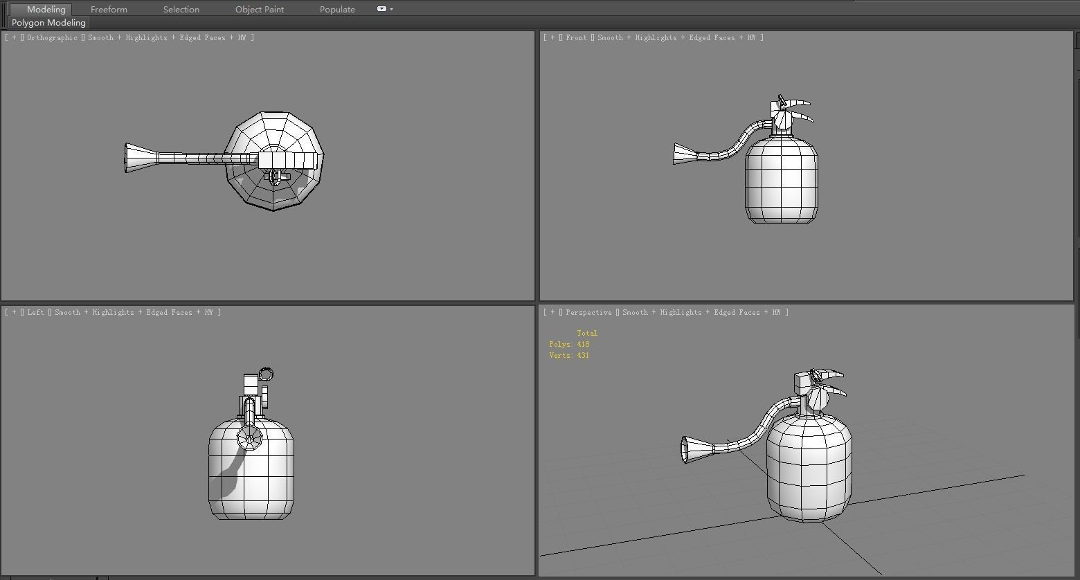 Cartoon fire extinguisher Low-poly 3D model_4