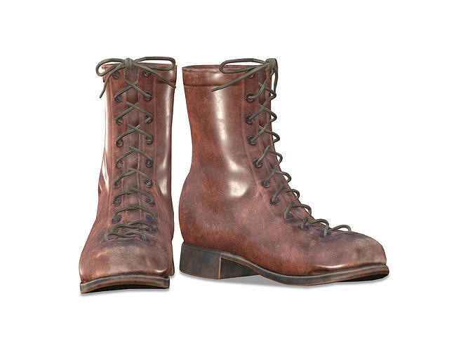 Underpants Long Neck Brown Leather Boots Low-poly 3D model