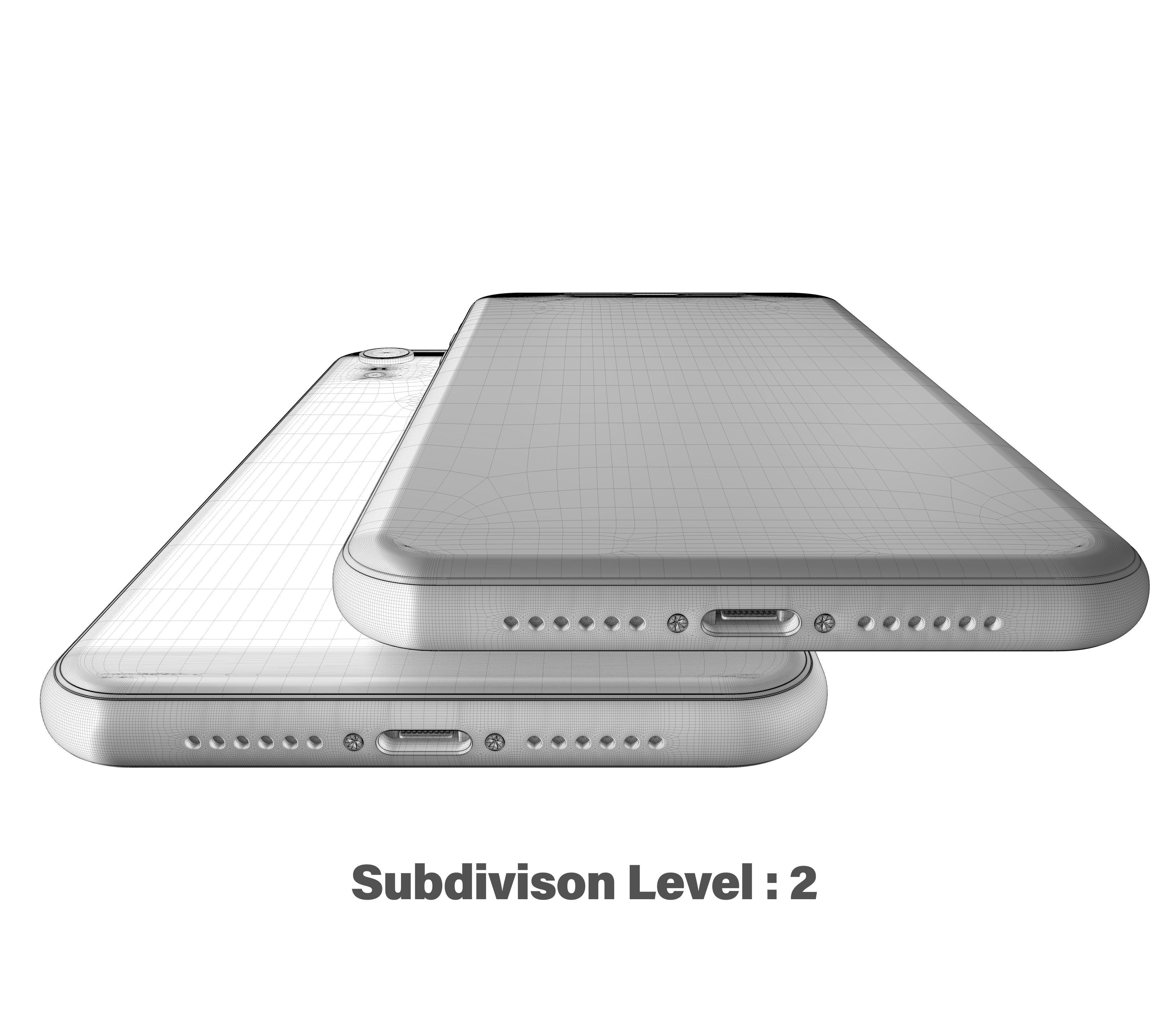 Apple iPhone XR Red Low-poly 3D model_22