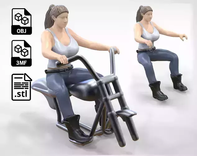 N2 Woman Biker Gang Guy 1 64 Miniature 3D print model