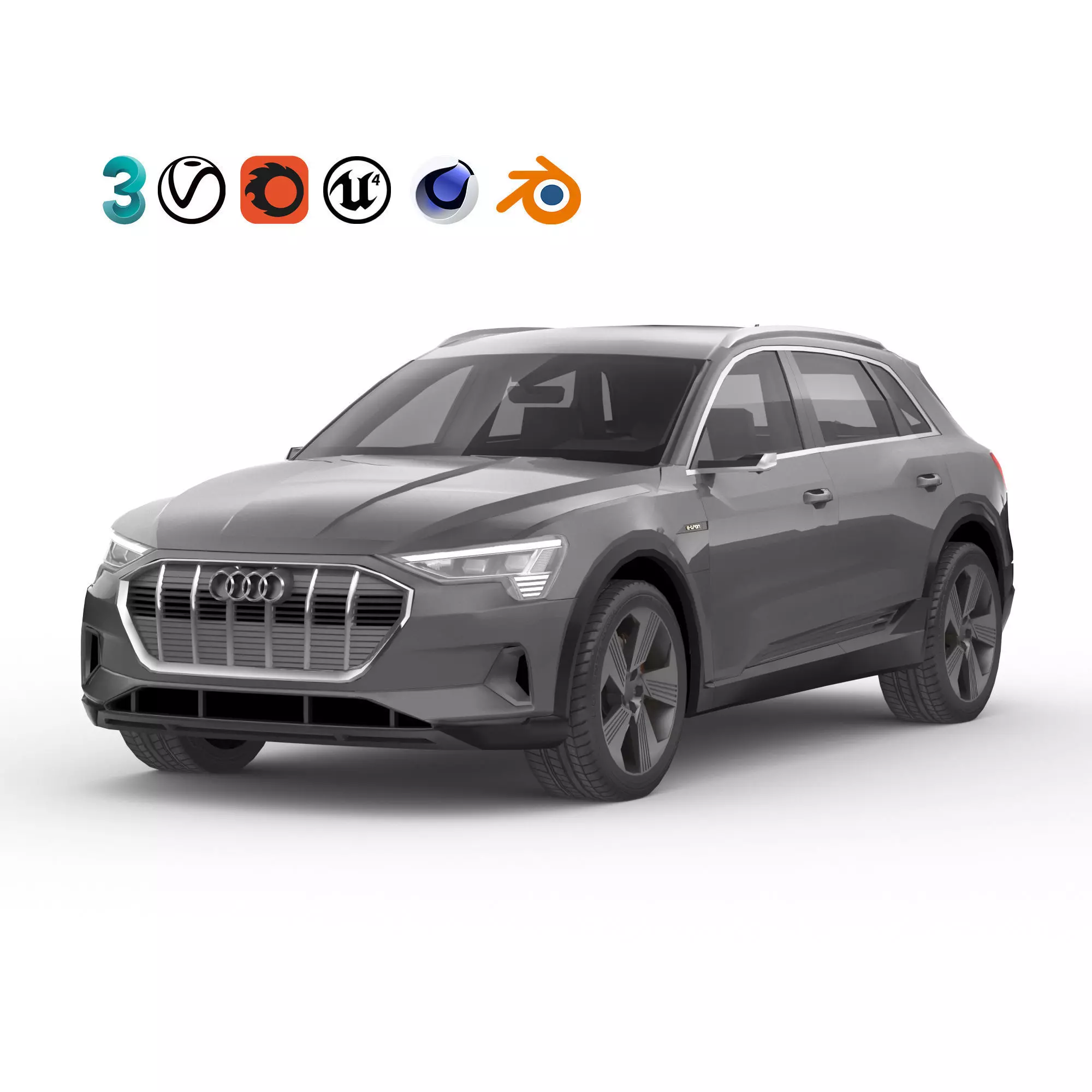 Audi E-Tron 2020 LOW POLY Low-poly 3D model_0