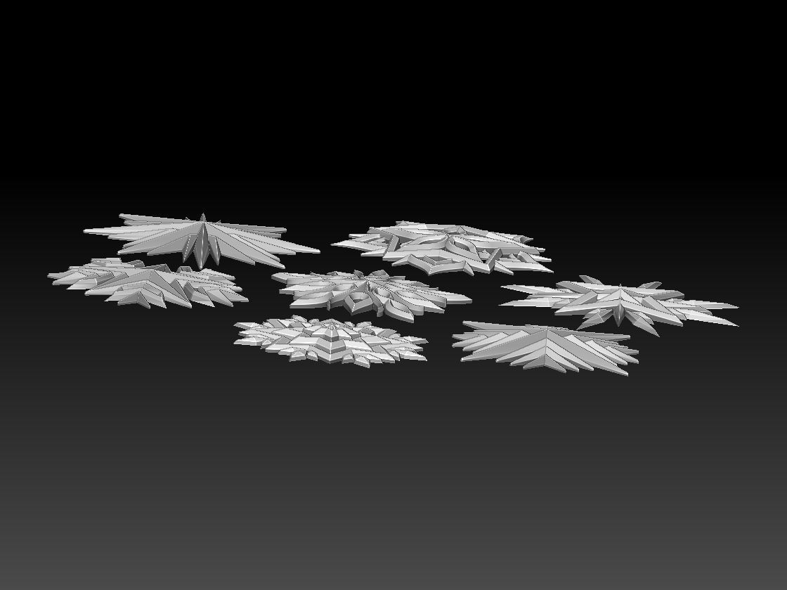 stars set of snowflakes 3D print model_1