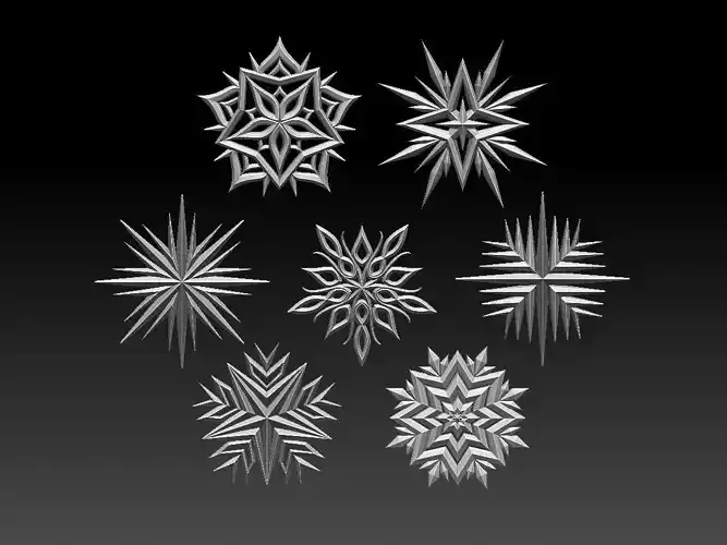 stars set of snowflakes 3D print model