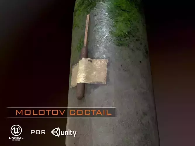 Molotov cocktail PBR Low-poly 3D model