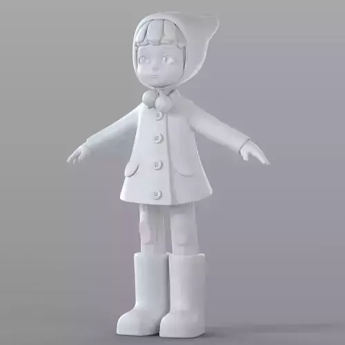 Cartoon Teen Girl Winter 3D model