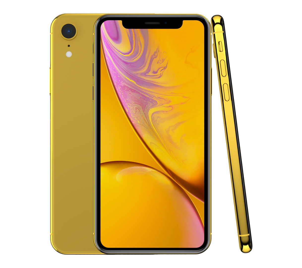 Apple iPhone XR Yellow Low-poly 3D model_1