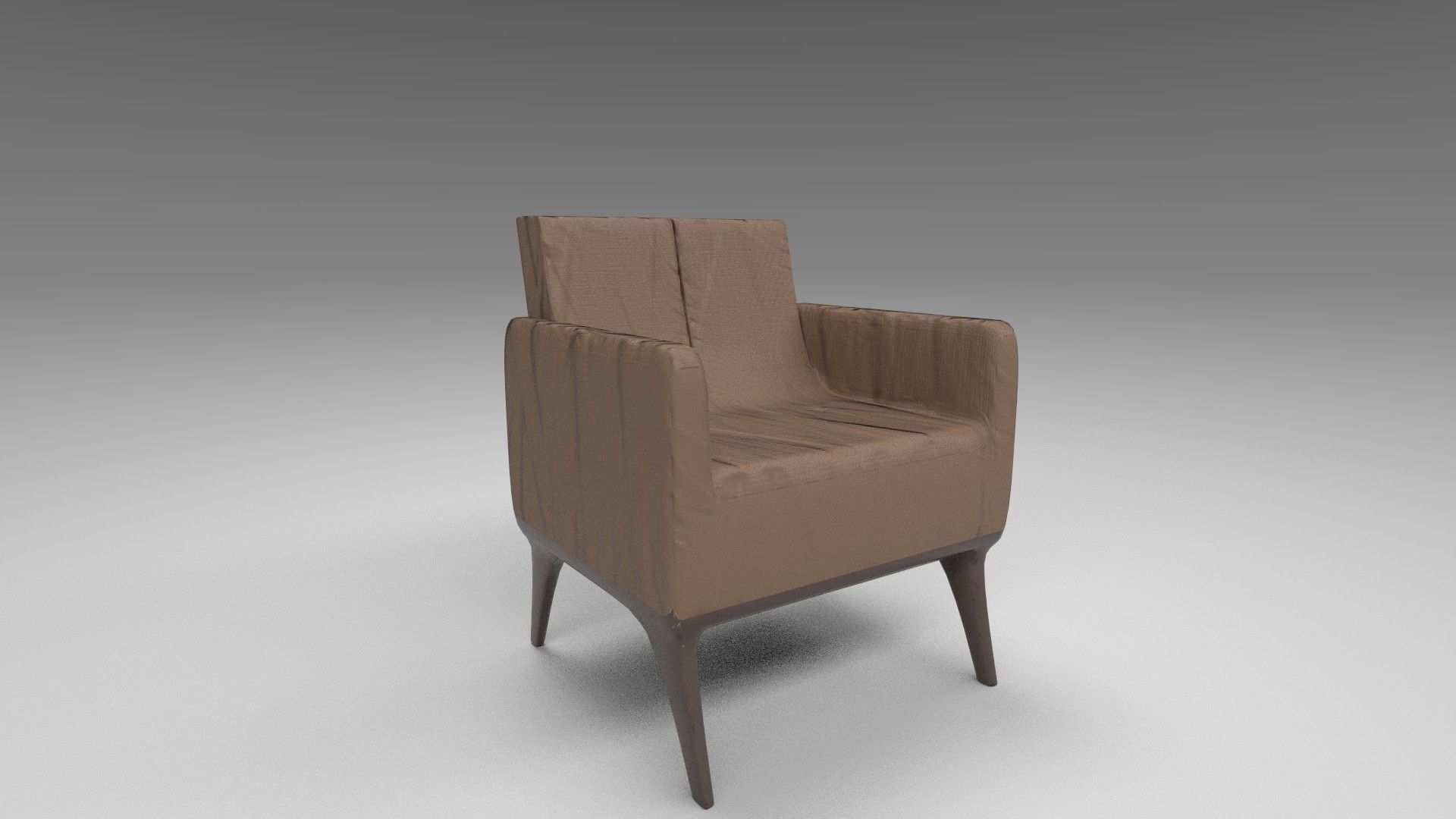 Armchair leather chair Low-poly 3D model_1