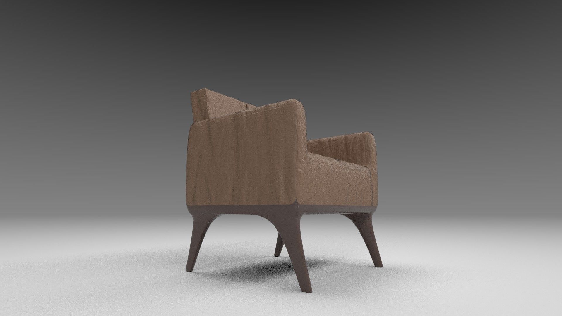 Armchair leather chair Low-poly 3D model_2