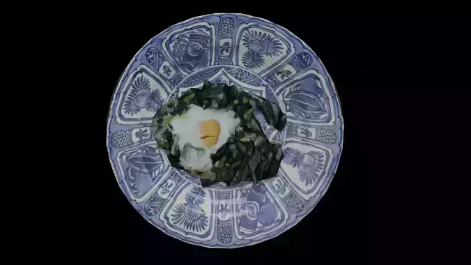 3d scan Fried Eggs with Spinach